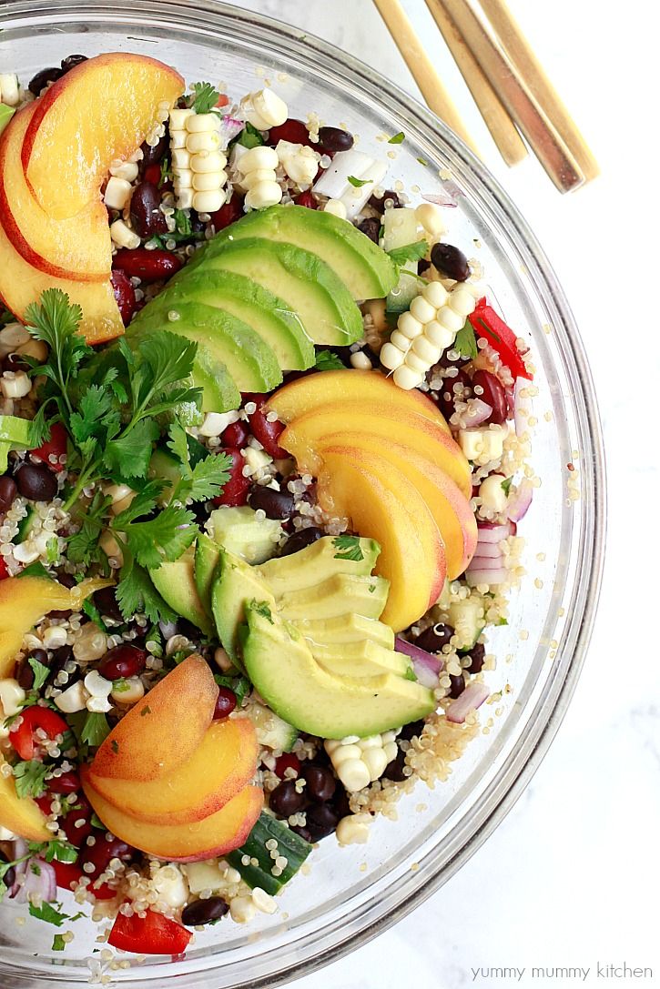 Quinoa Salad with Avocado, Beans, Corn, and Peaches ...