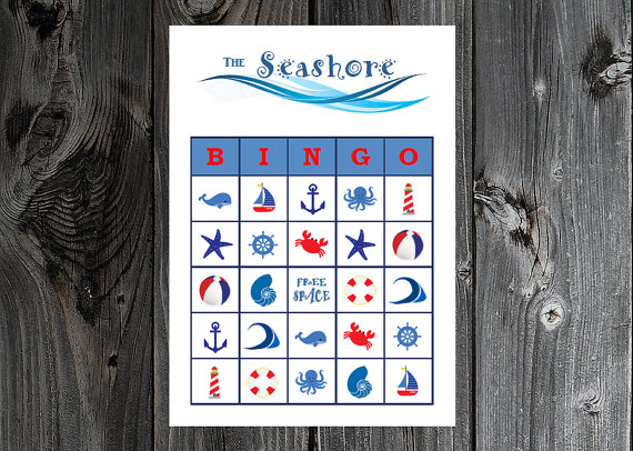 the seashore bingo 30 printable nautical beach birthday bridal