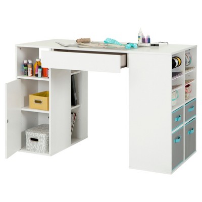 Crea Counter Height Craft Table With Storage Pure White South Crea Counter Height Craft Table With Storage Pure White South S