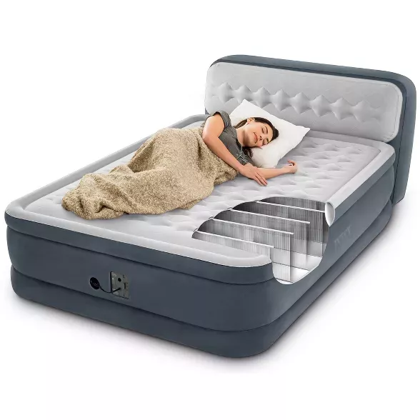 Intex Ultra Plush Inflatable Bed Air Mattress W Built In Pump Headboard Queen In 2021 Air Mattress Air Bed Air Mattresses