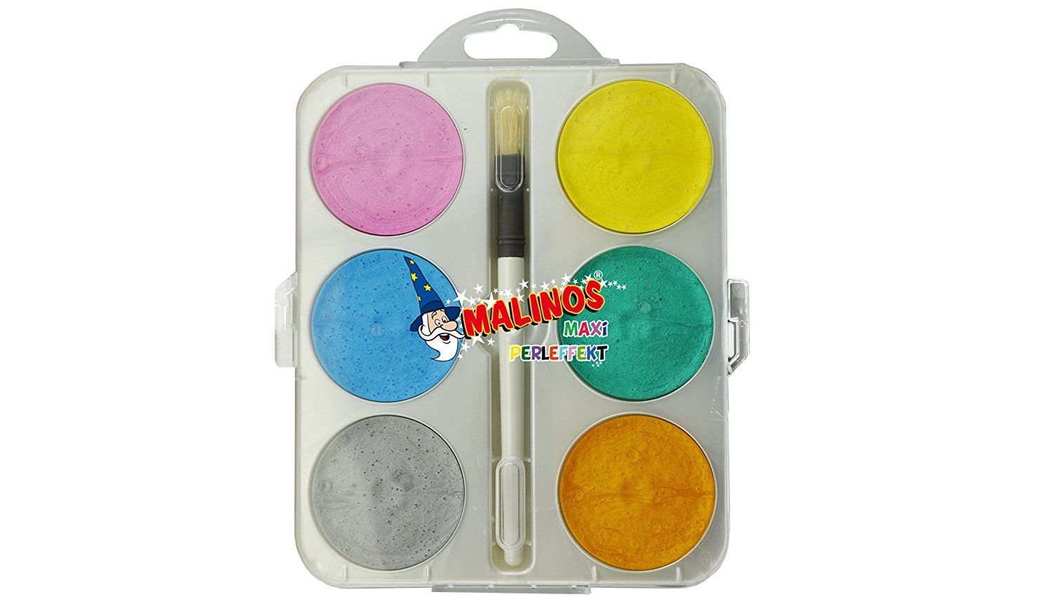 Malinos 300014 Maxi Malkasten Aquarellfarben mit Perleffekt