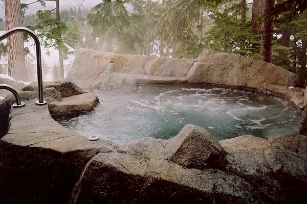 This Is Quite Possibly The Greatest Hot Tub I Have Ever Seen I Love How It Looks So Natural Blending In With T Hot Tub Outdoor Hot Tub Backyard Pool Hot