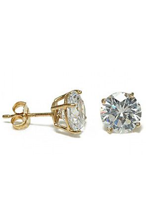 14k Gold Round Cut Diamond Cz Stud Earrings By King Ice Just In 14k Gold Round Cut Diamond Cz Stud Earrings By King Ice