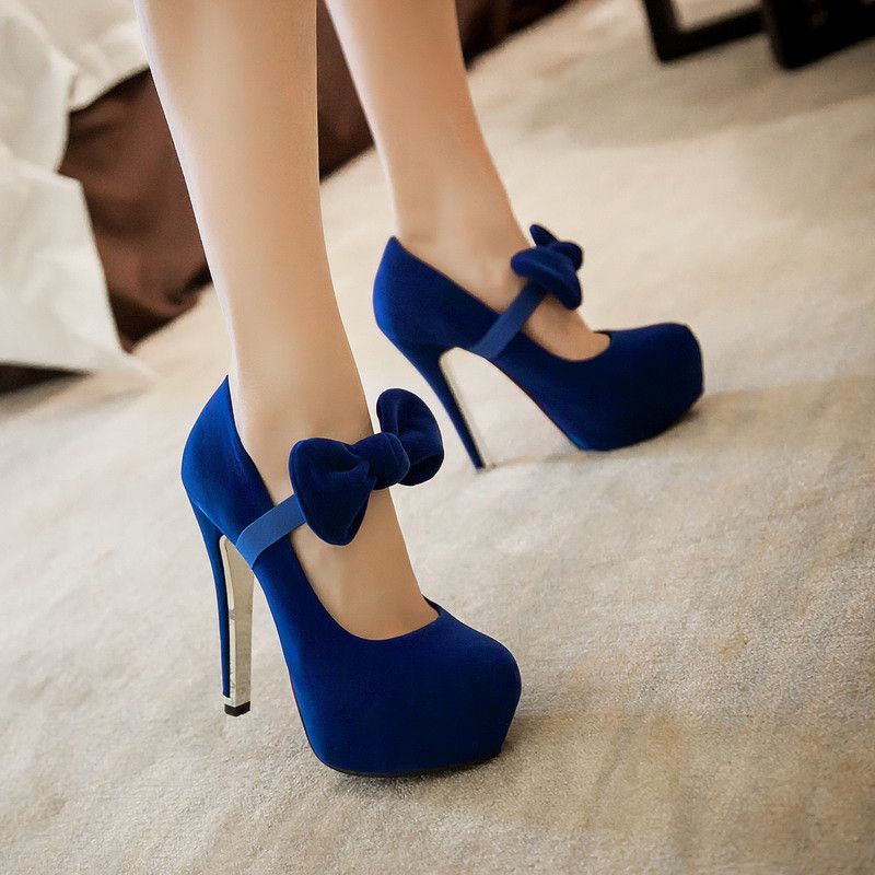 Moda Esparcimiento Tacones altos Azul Moda Esparcimiento Tacones altos Azul