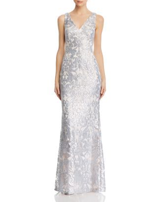 Eliza J Sequined Lace Gown | Bloomingdale's | Chiffon gown, Lace gown, Gowns