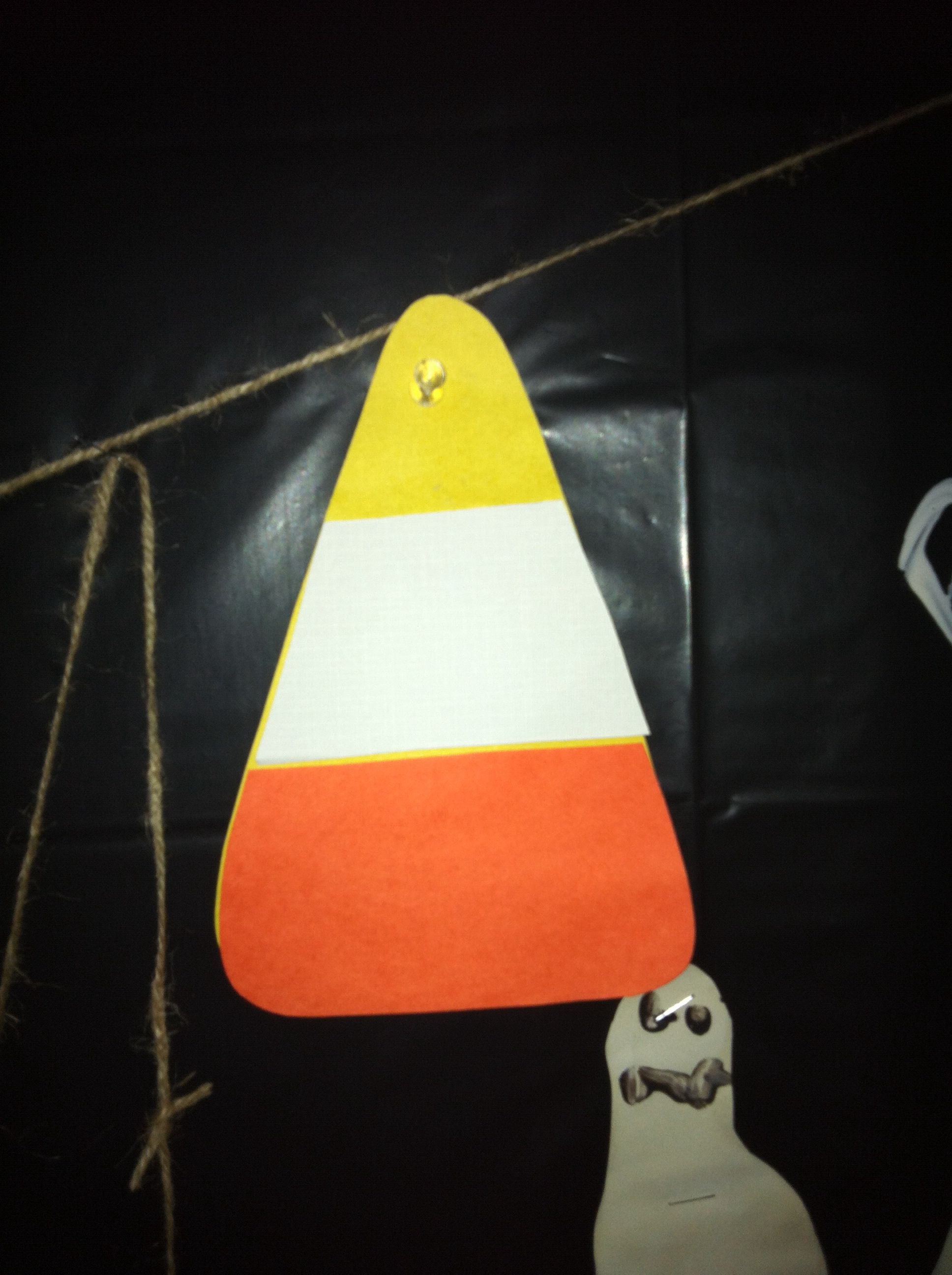 Halloween art project preschool Candy corn Yellow construction paper