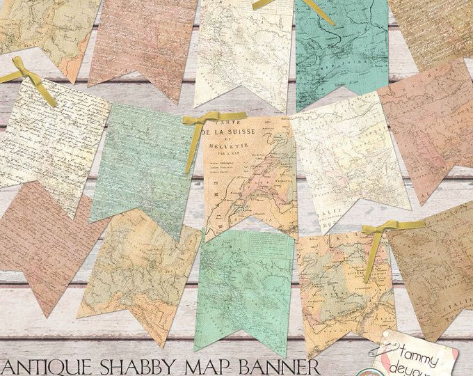 old world map banner antique map garland shabby world map bunting custom travel