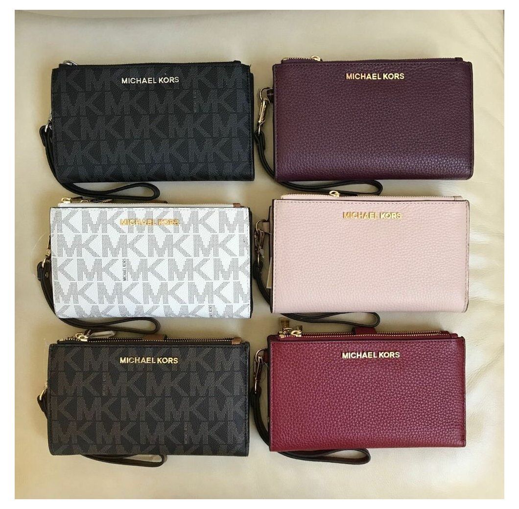 Keychain Wallet Aesthetic Keychainwalletaesthetic New Michael Kors Jet Set Double Zip Phone Case Wallet Wristlet Various Colors 2020