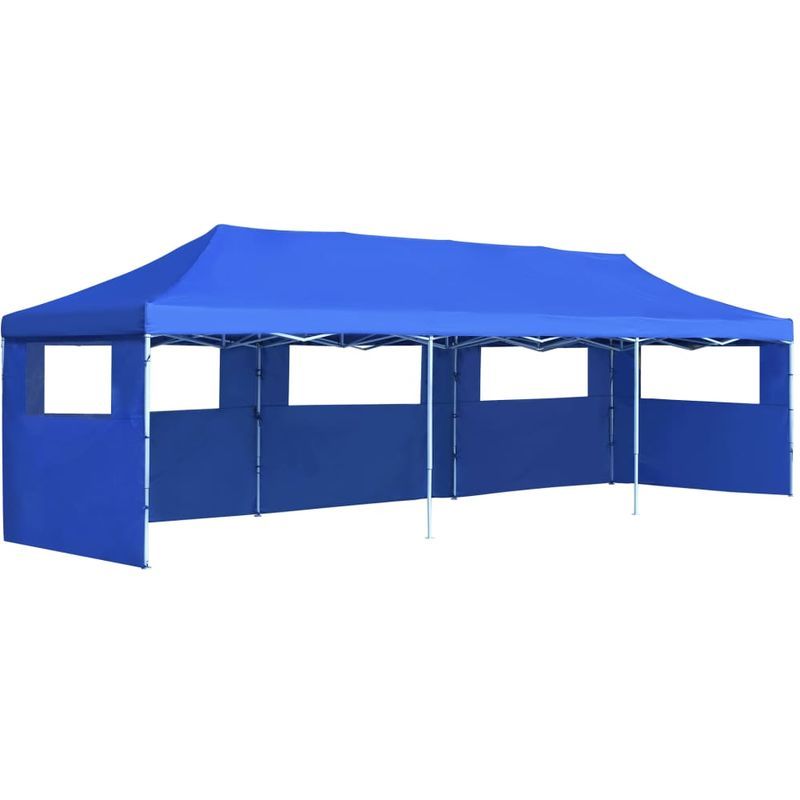vidaXL Tente Réception Pliable Chapiteau Tonnelle Pavillon Jardin Bleu//Crème
