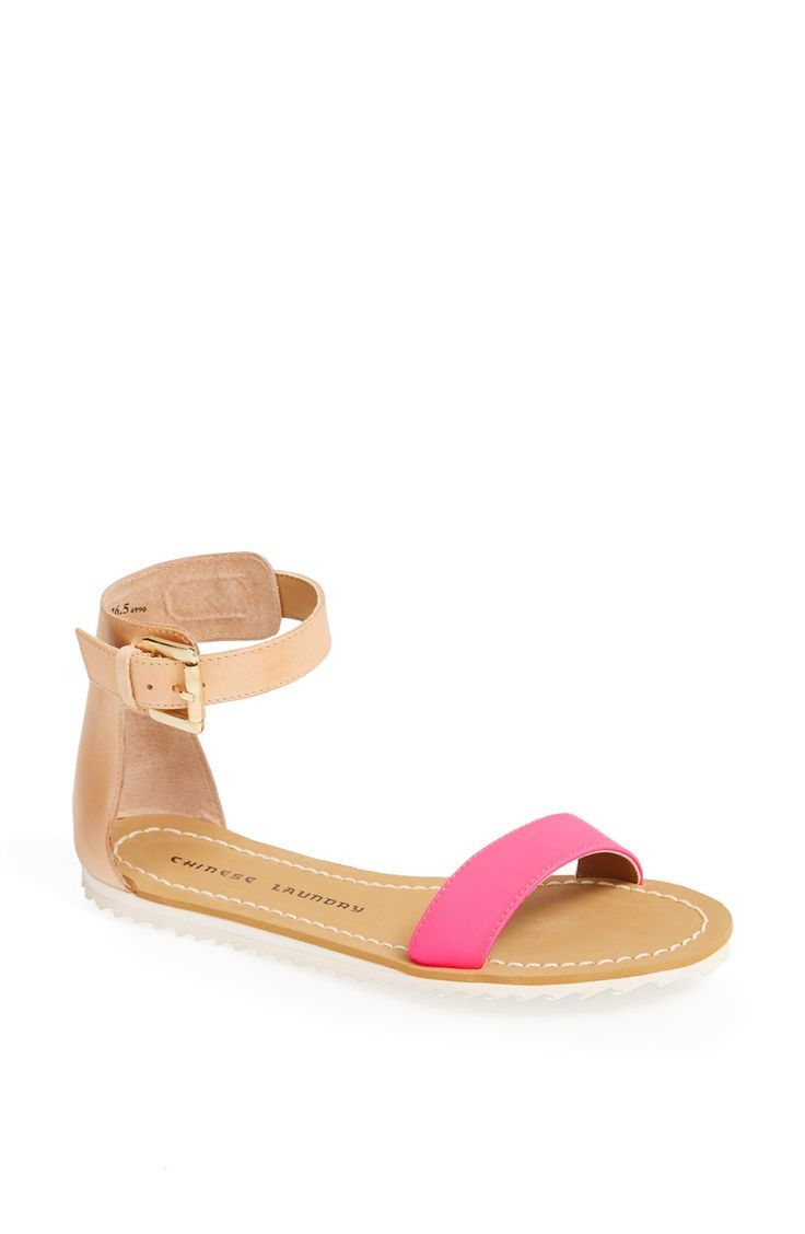 Flat sandals with a hint of pink. Cute Sandals, Sandals Summer, Summer ...