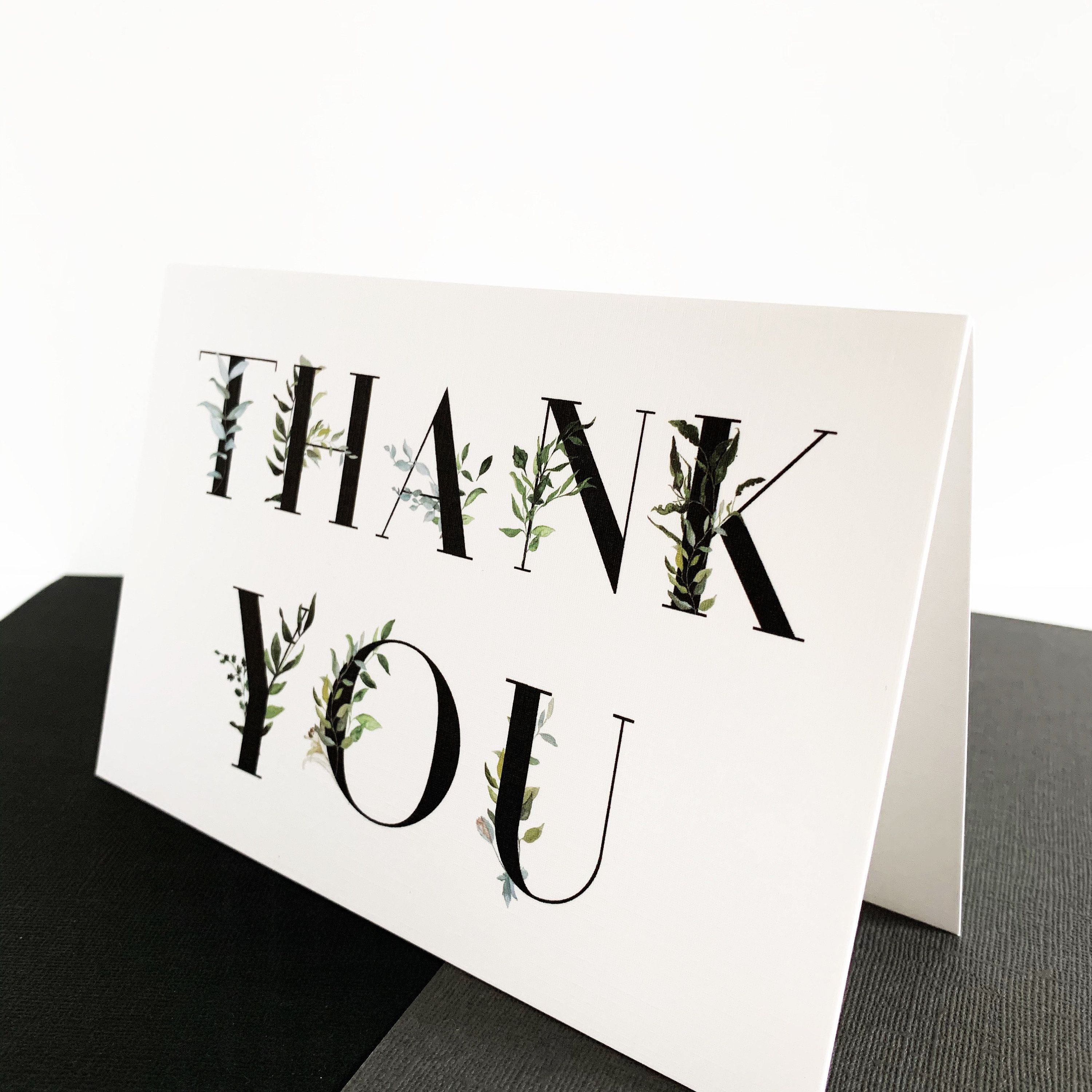 Thank You, Greenery Thank You Card, Handmade Card, Thanks, Gratitude, Birthday, Baby, Wedding, Appreciation Card, Typography #businessthankyoucards