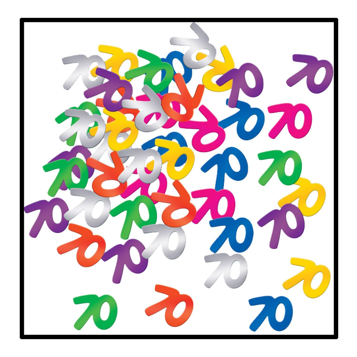 (12 Pkgs/Case) Beistle Multi-Color ''70'' Confetti Silhouettes | Party What Color Is For 70th Birthday