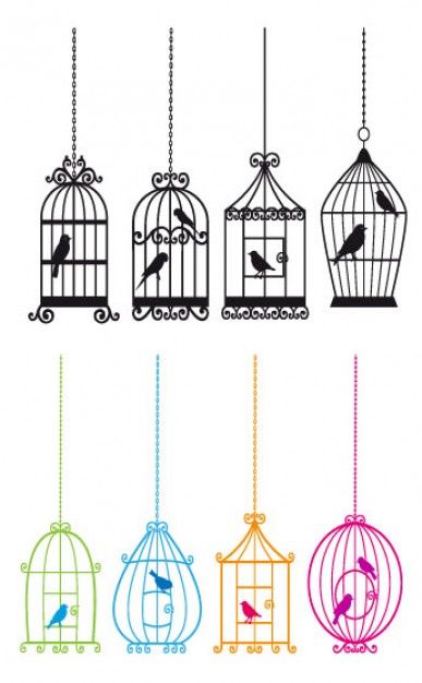 bird and bird cage vector free vectors pinterest bird cages
