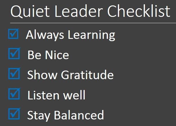 Quiet Leaders Checklist Always Learning Quiet Checklist