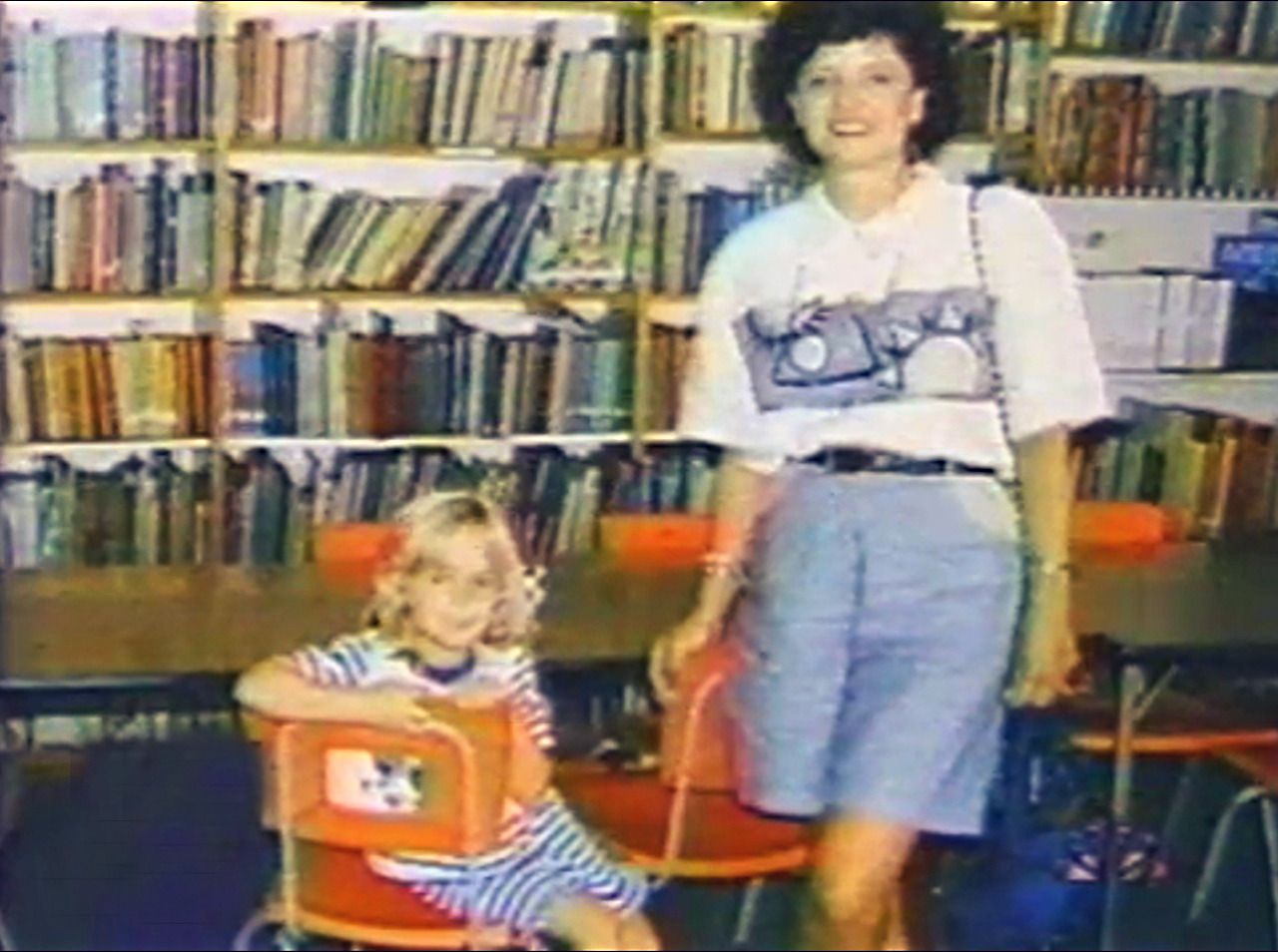JonBenet and Patsy in Patsy’s old elementary school library. The Ramsey