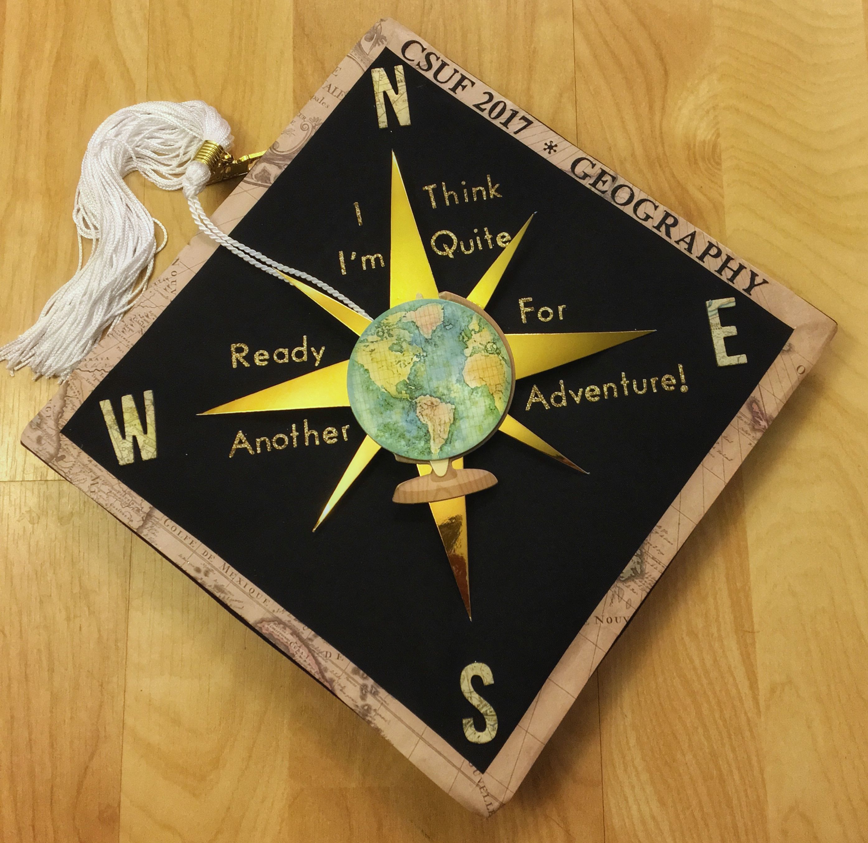 Decorated Grad Cap With A Compass Rose And Movie Bilbo S Quote From Lord Of The Rings Grad Graduation Cap Designs Grad Cap Graduation Cap Decoration