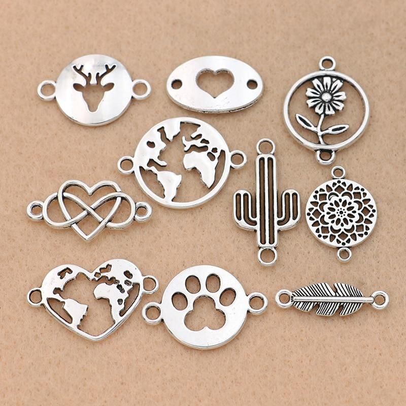 10Pcs Silver Plated Wine Bottle Charms Pendants For DIY Bracelet Craft Making