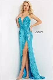 jovani Prom Dresses Style 1012 Prom Dress Styles, Formal Dresses, Jovani Prom, Prom Dresses Jovani, Plunging Neckline Prom Dress, High Slit Skirt, Style Expert, Sequin Fabric