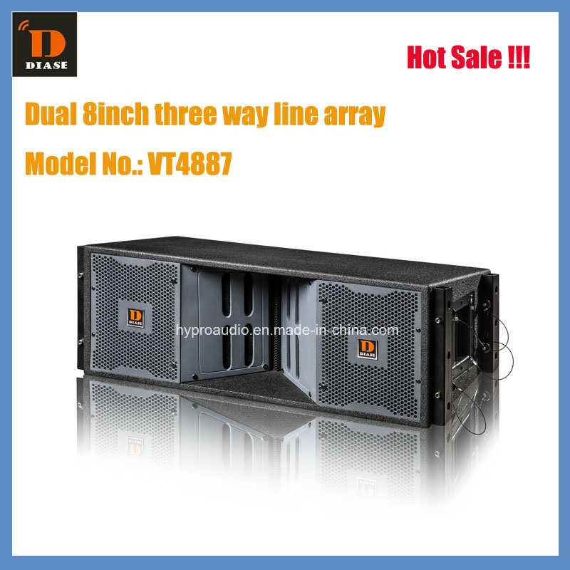 Vt4887 Mini Line Array, Line Array Speaker, Sound Equipment Hi-Fi : Not Hi-Fi. Activity : Passive. Operation Mode : Wire / Remote Control. Speaker System : Optional Combination. Speaker Material : Wood. Application : Commercial. Certification : CE, RoHS. Certification : CE, RoHS, SGS. THD : 0.005%-0.01%. Size : 8 Inch. Mf : 4X4 . Material : Plywood. Lf : 2X8 . Hf : 2X44mm. Power : 800W. Colour : Birth Plywood. Professional Audio, Arrays, Speaker System, Third Way, Hifi, Hot Sale, 4x4, Remote Control, Graphic Card