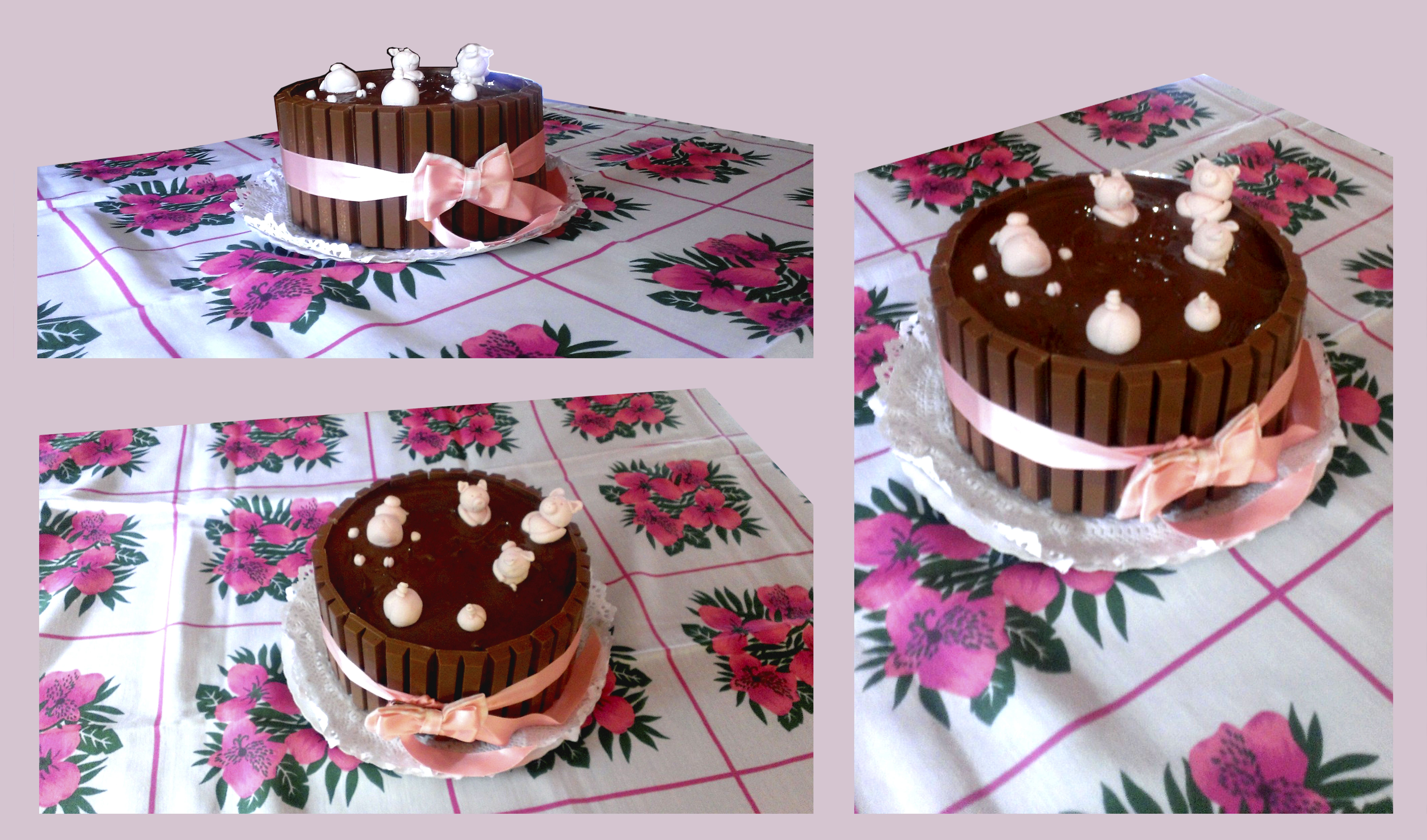 Tarta De Cerditos De Fondant Bañándose En Frosting De Chocolate Frosting De Chocolate Tartas Chocolate