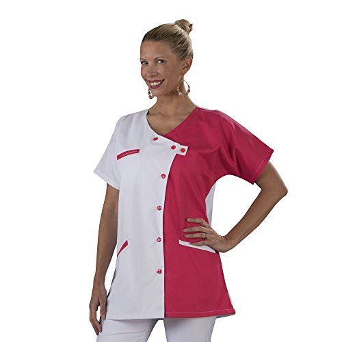 Hurry Jump Label Blouse Tunique m/édicale Col Rond 3 Poches Manches Courtes Serg/é 210 gramme Couleurs Blanc Vert Pressions inoxydables Lavage Machine 90 degr/és ou Industriel