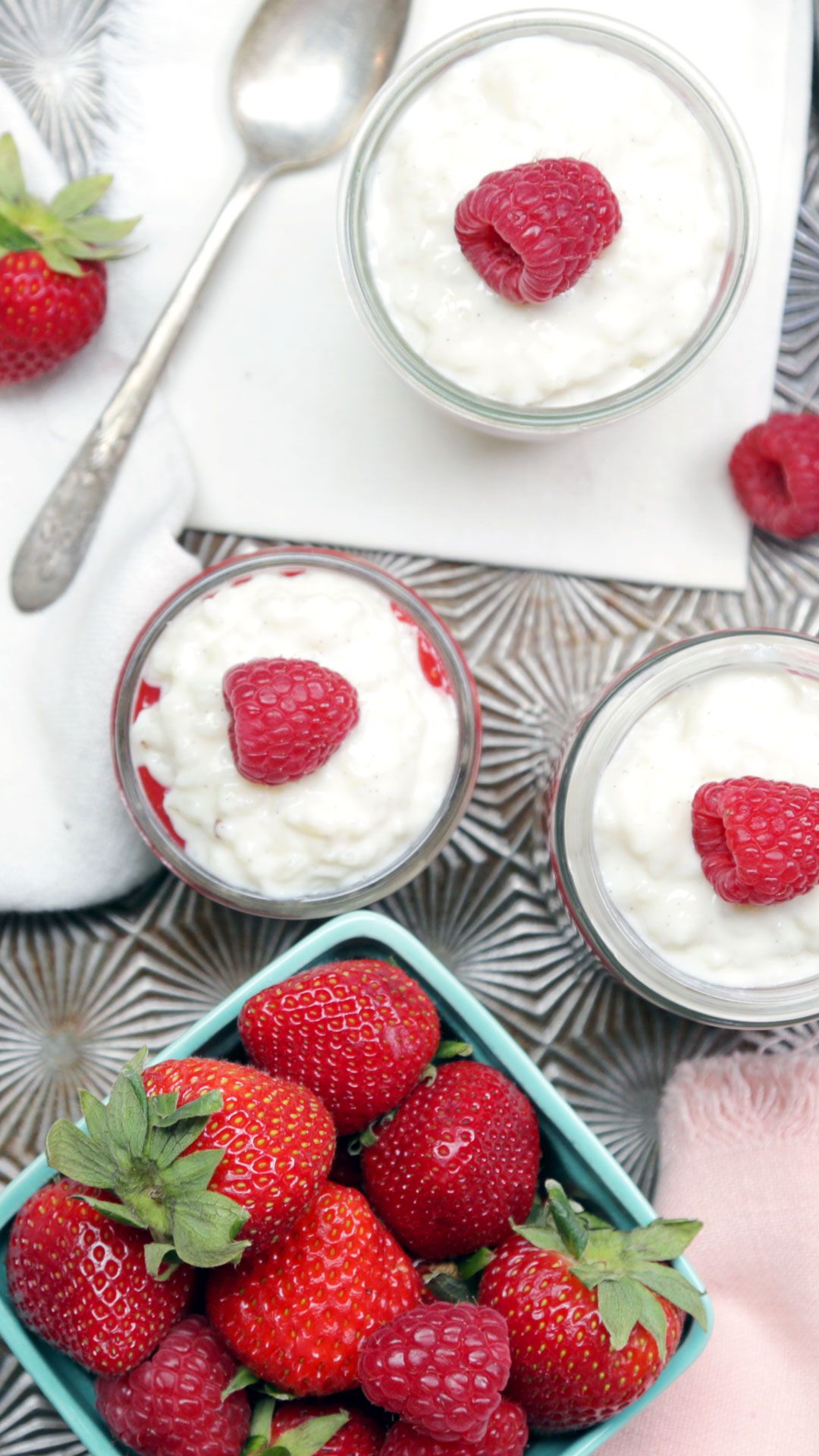 Vanilla Bean Rice Pudding with Berry Sauce