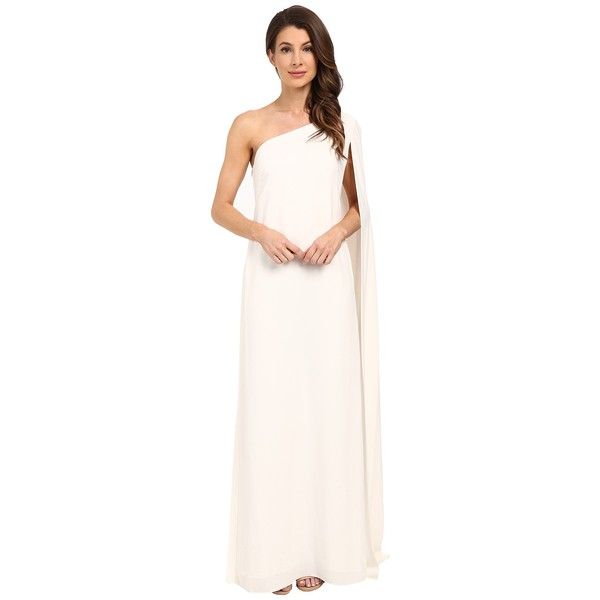 Jill Stuart One Shoulder Cape 2 Ply Crepe Gown Off White Jill Stuart One Shoulder Cape 2 Ply Crepe Gown Off White