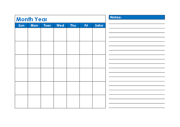 monthly blank calendar in blue shade calendars pinterest blank free printable calendar with notes