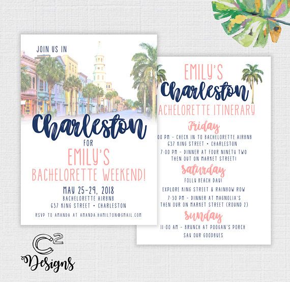 charleston bachelorette party invitation itinerary in 2018