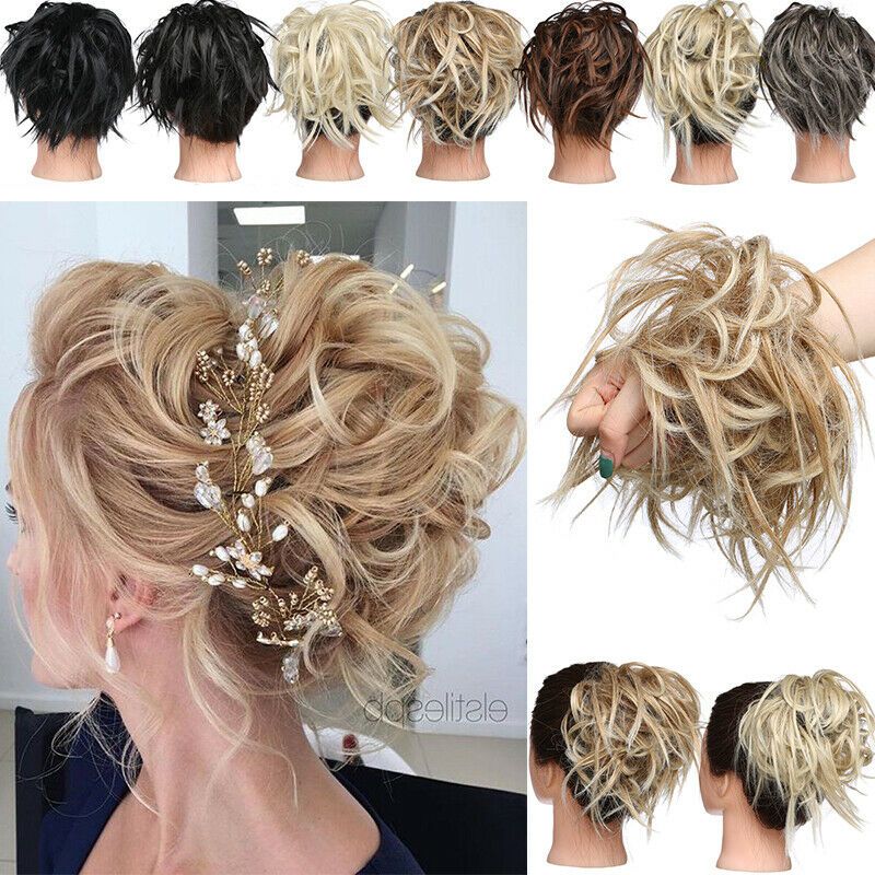 Real Natural Curly Messy Bun Hair Piece Scrunchie New Fake Hair Extensions Lc Premium Quality Synthetic H Bun Hair Piece Scrunchie Hairstyles Fake Hair Pieces