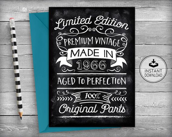 50th Birthday Card / Chalkboard Card 50th Birthday image regarding Printable 50th Birthday Cards titled 50th Birthday Card / Chalkboard Card 50th Birthday