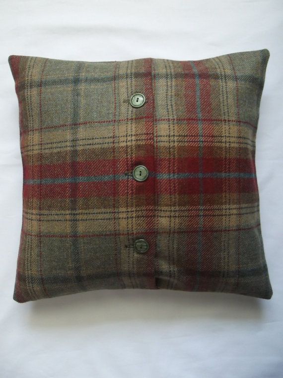 red tartan cushion cover with buttoned Classic Tartan Pillow Cover, RedChili