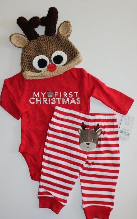 Baby Boys Carter's First Christmas Rudolph Pajamas Sleepwear Crochet Baby Boys Carter's First Christmas Rudolph Pajamas Sleepwear Crochet Hat 3 Mo #Carters #TwoPiece - Baby Boys Carter's First Christmas Rudolph Pajamas Sleepwear Crochet