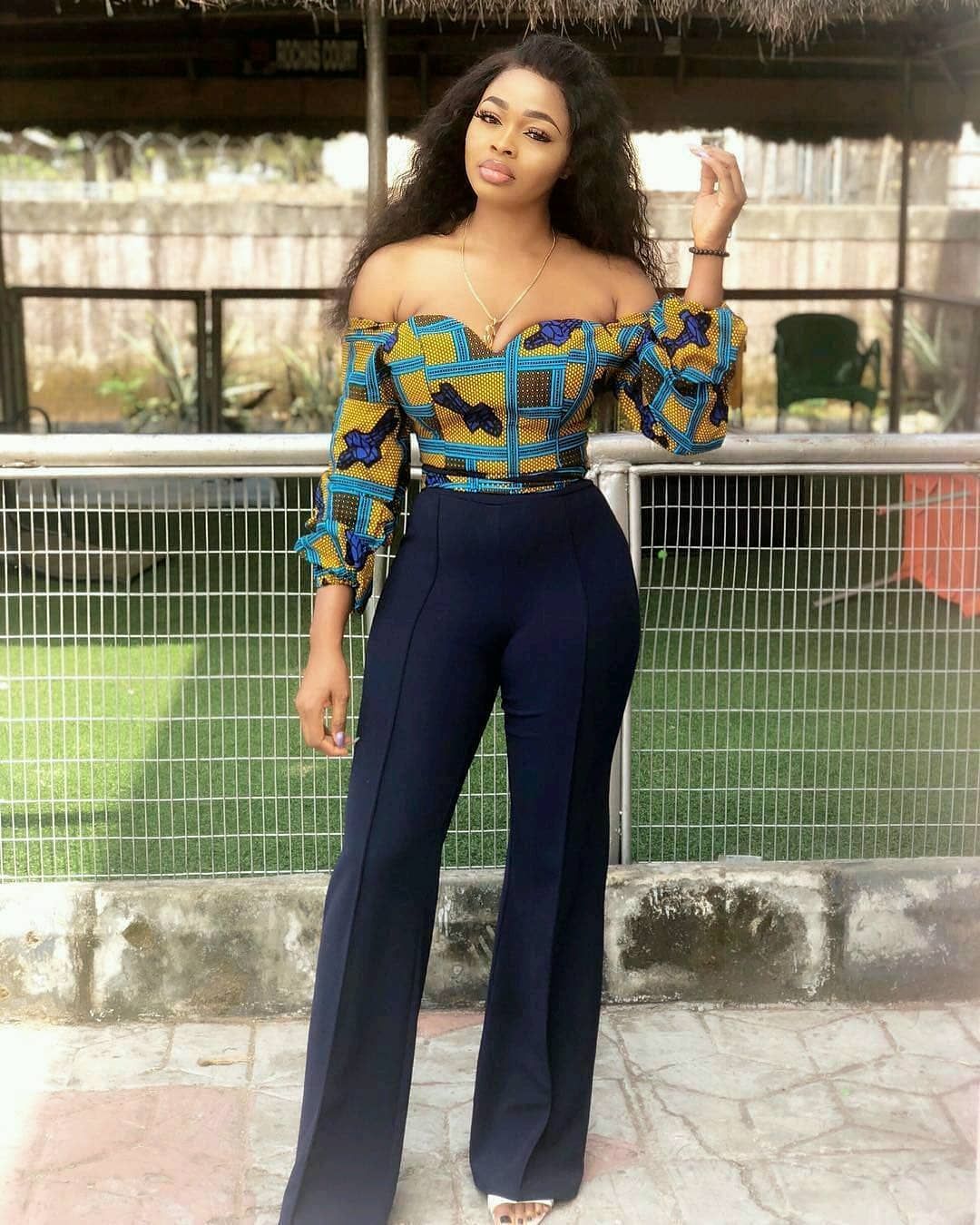 African ankara print dresspant and corsets topstrap sleevesuk size 8 to 18