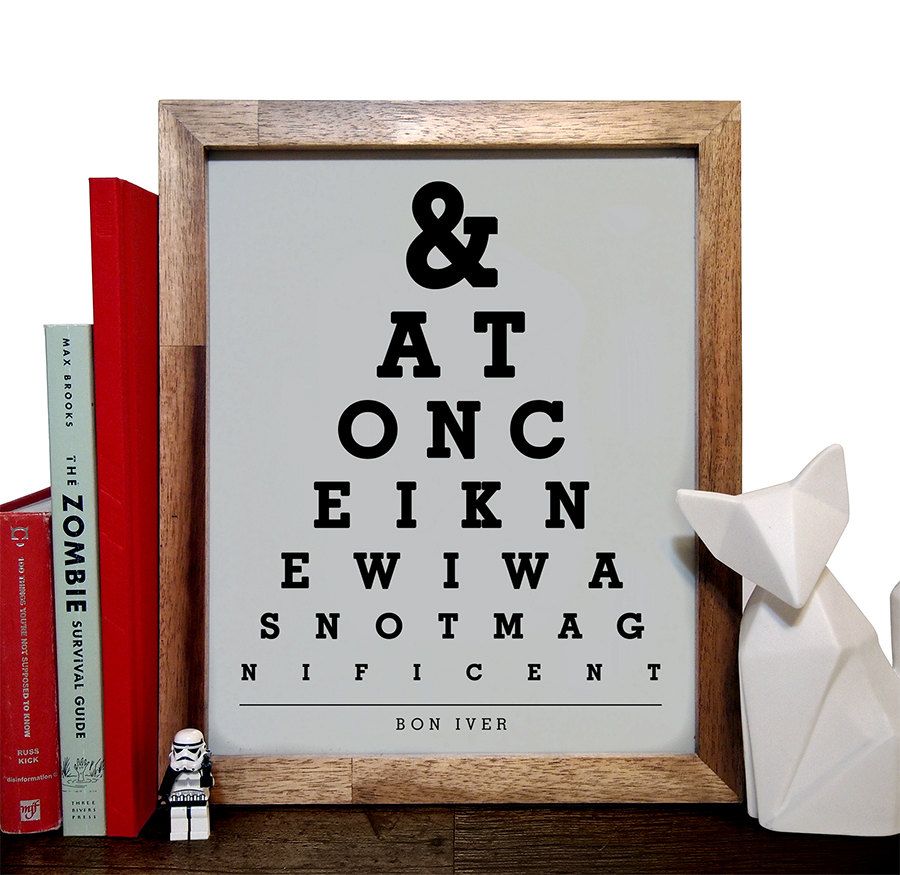 bon iver eye chart giclee art print heart for kids