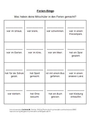 Bingo spiel zum kennenlernen