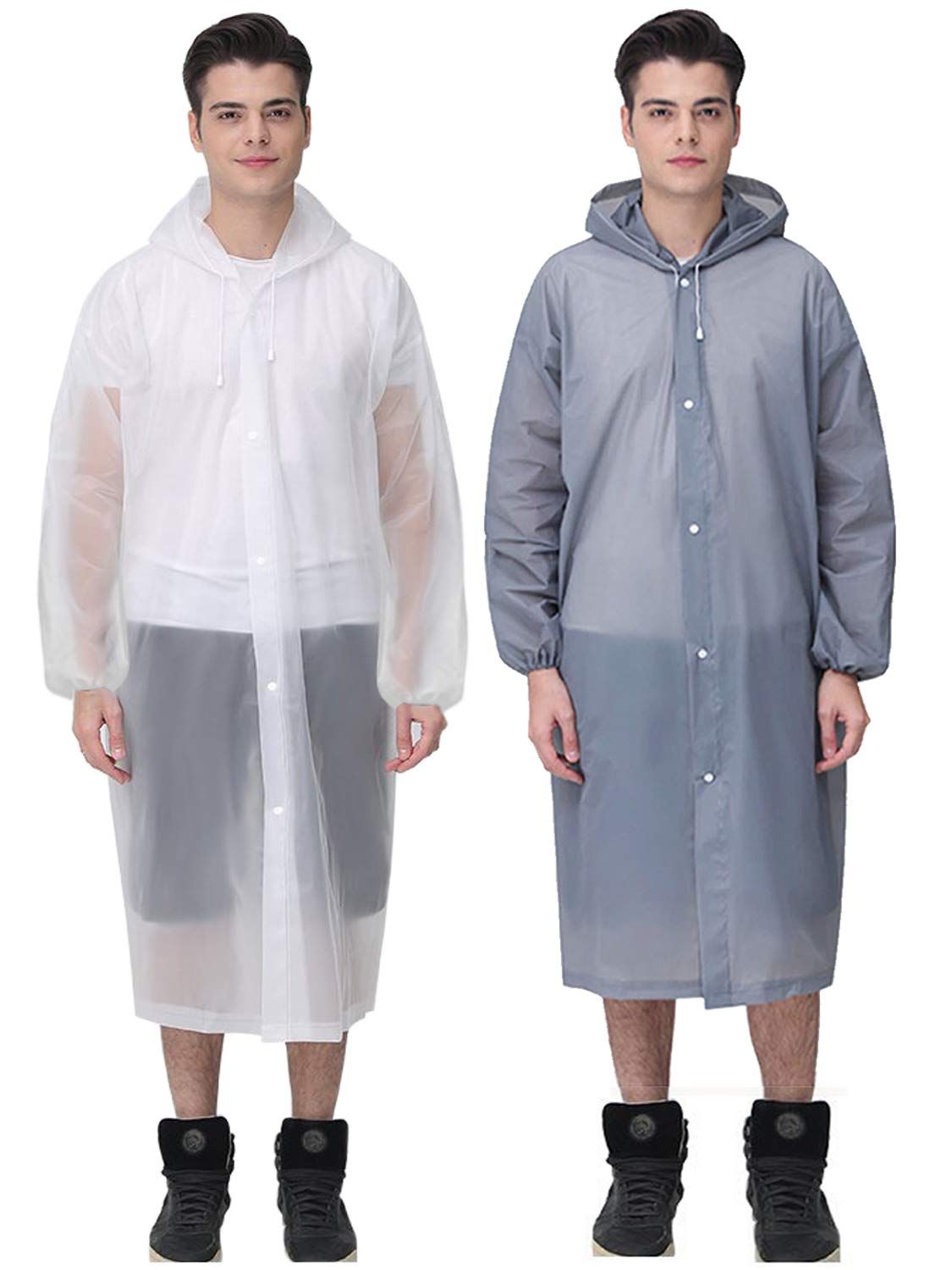 HLKZONE Rain Ponchos for Adults 2 Pack Size 59 by 27.5 EVA Reusable Raincoat Rain Coats Emergency Camping Survival Kits for Outdoors HLKZONE Rain Ponchos for Adults 2 Pack Size 59 by 27.5 EVA Reusable Raincoat Rain Coats Emergency Camping Survival Kits for Outdoors
