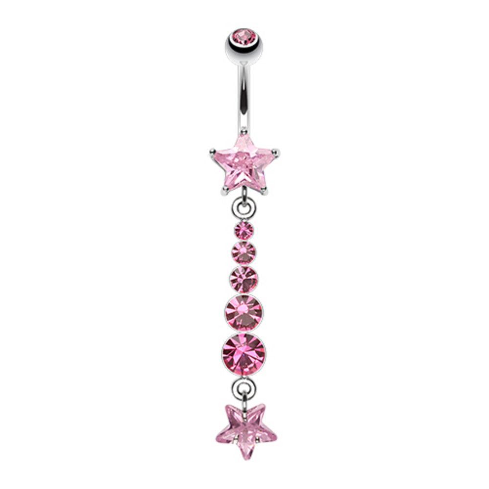 Journey Belly Ring with Clear Cubic Zirconia Jewels Charm Dangle Navel Ring Summer Body Jewelry