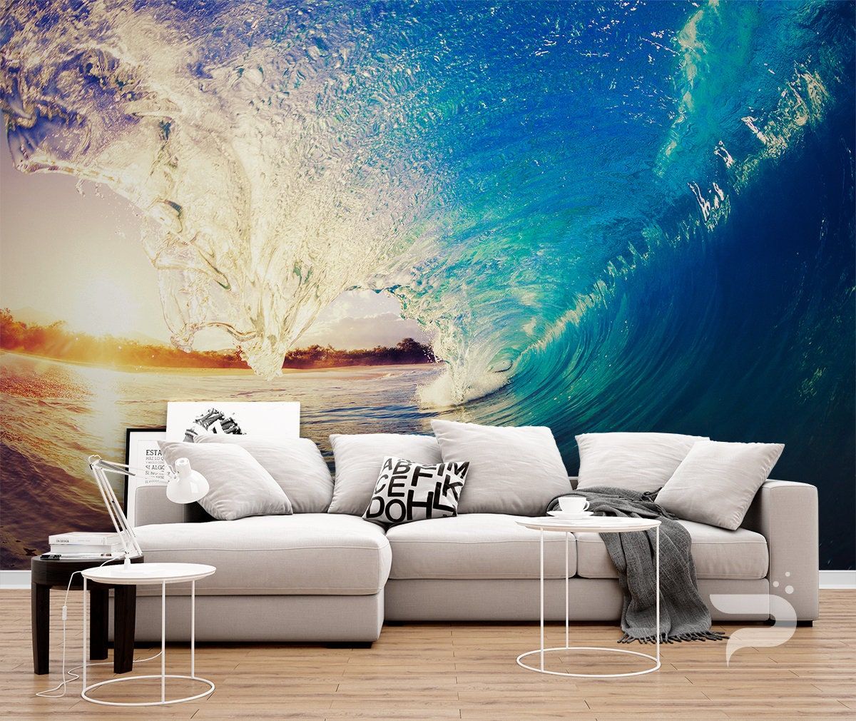 Ocean Wave Sunset MURAL Ocean Wallpaper Large Wall Mural Self Ocean Wave Sunset MURAL Ocean Wallpaper Large Wall Mural Self