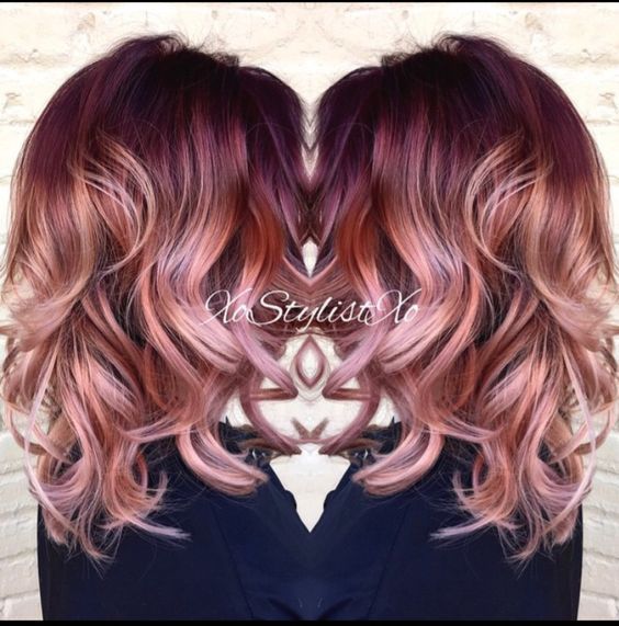 Fabulous Rose Gold Hair Color 2017 Rose Gold Is One Of The Most Fashionable And Striking Hair Colors Of The Year Hair Styles Red Ombre Hair Hair Color 2017