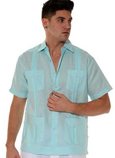 Cuban Party Guayabera Short Sleeve. Regular Linen. Mint Color. | Cuban party, Cuban, Linen