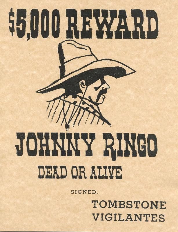 old west posters johnny ringo old west reward poster cowboys