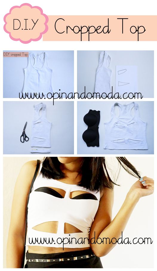 DIY cropped top cute with bold colored tank underneath Diy crop top