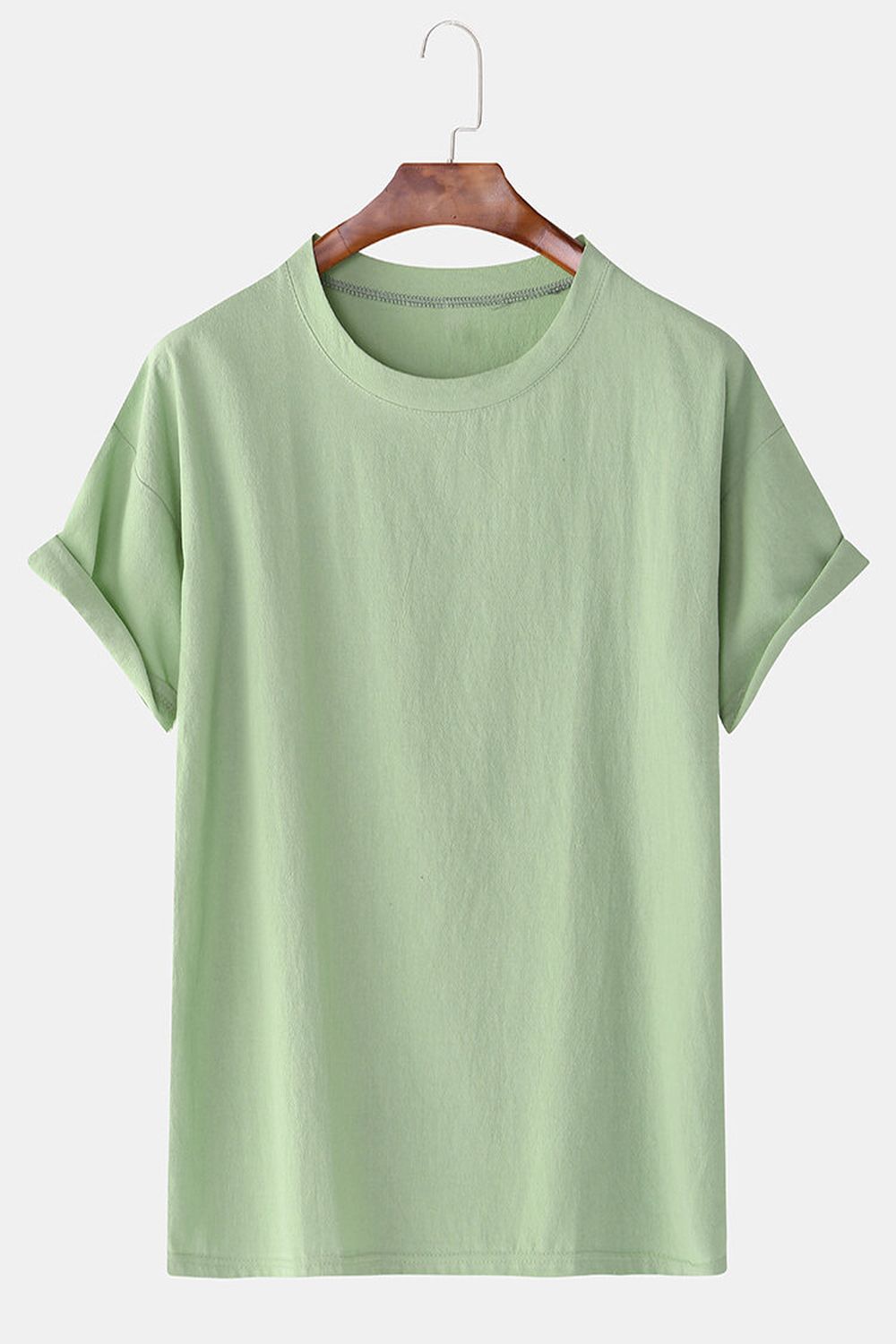 Linen T Shirt Mens Short Sleeve Solid Color Crew Neck Loose Casual Top Linen T Shirt Mens Short Sleeve Solid Color Crew Neck Loose Casual Top