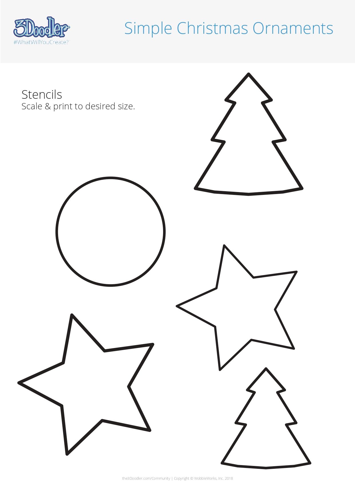 Simple Holidays Ornaments 3D Pen Stencil 3Doodler 3d pen stencils, Gift tag template free