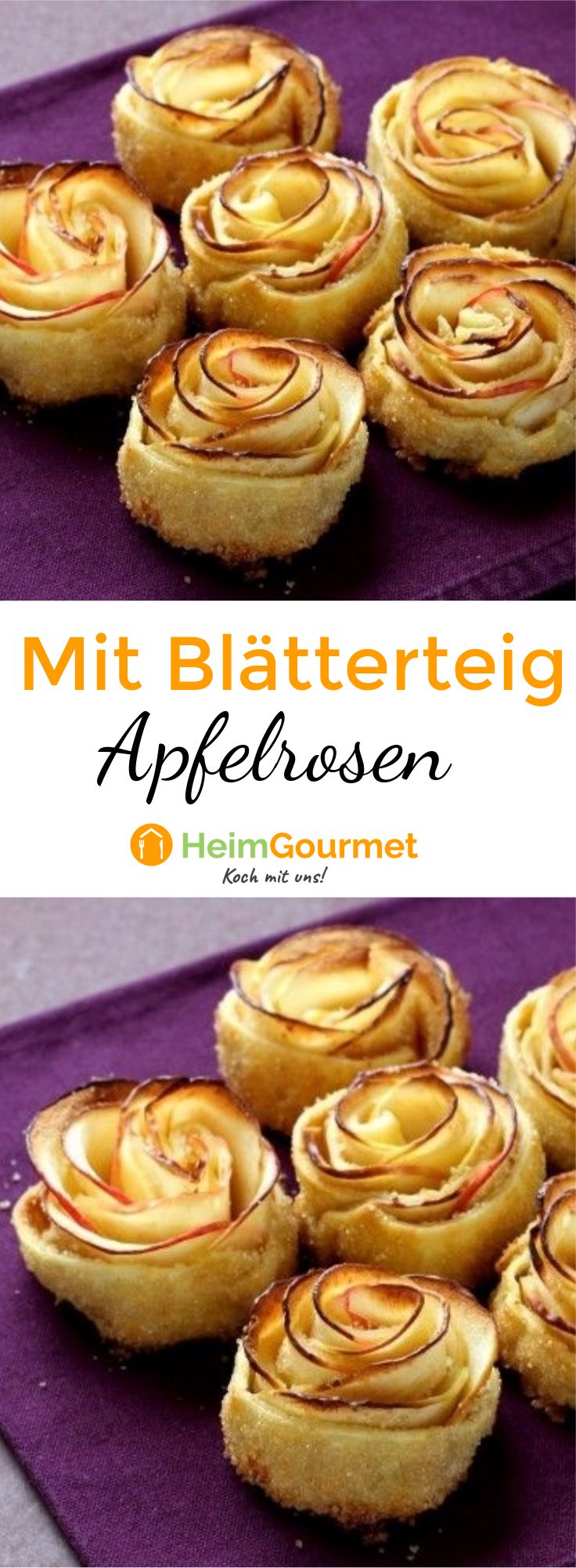 Schritt für Schritt zu APFEL-BLÄTTERTEIG-ROSEN! Wunderschön! #blätterteigrosenmitapfel