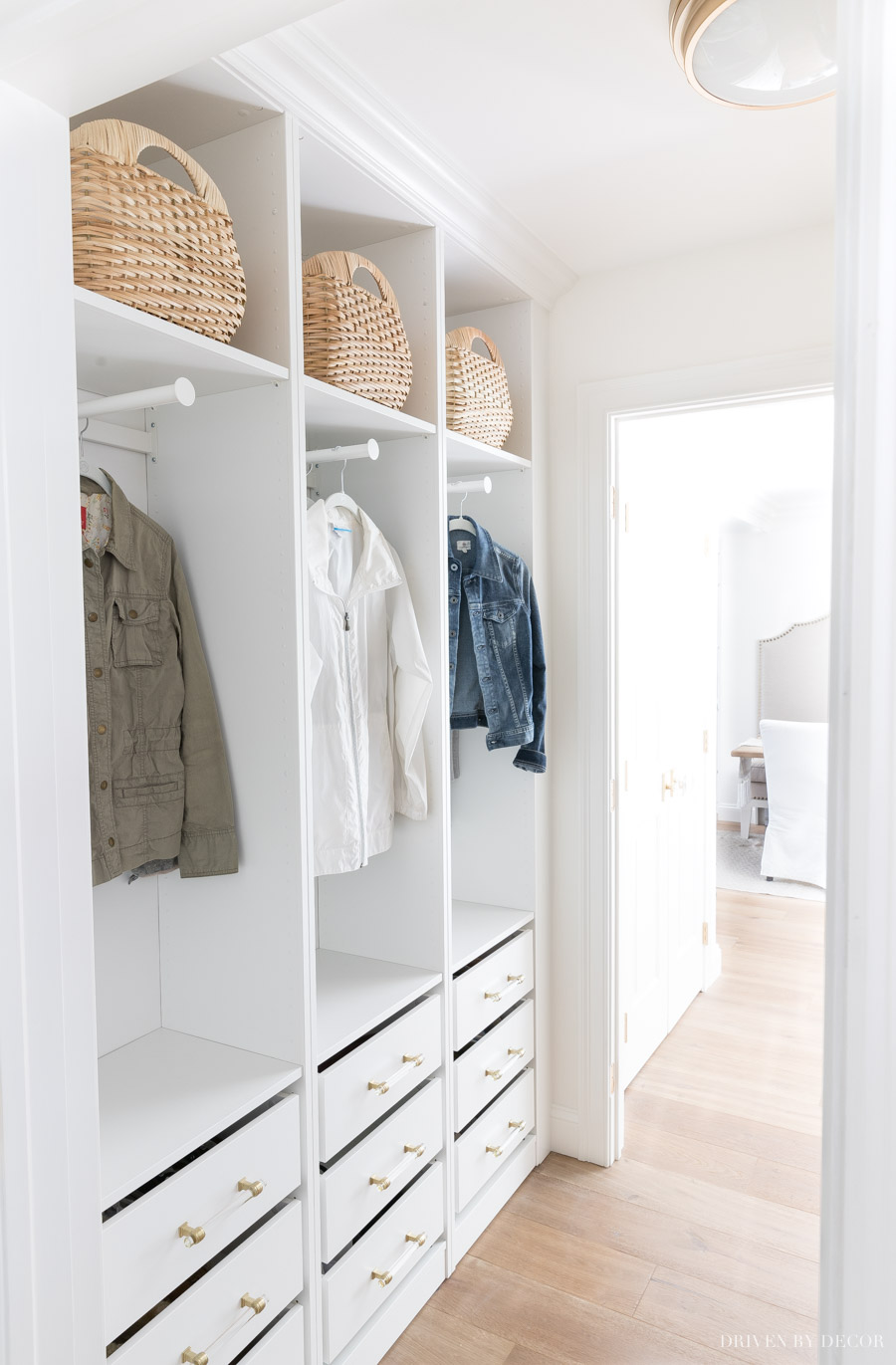 Coat Closet Created Using IKEA Wardrobes! - Driven by Decor Ikea Pax Closet, Ikea Pax Wardrobe, Wardrobe Closet, Built In Wardrobe, Walk In Coat Closet, Wardrobe Design, Closet Space, Drawers For Closet, Coat Closet Ideas