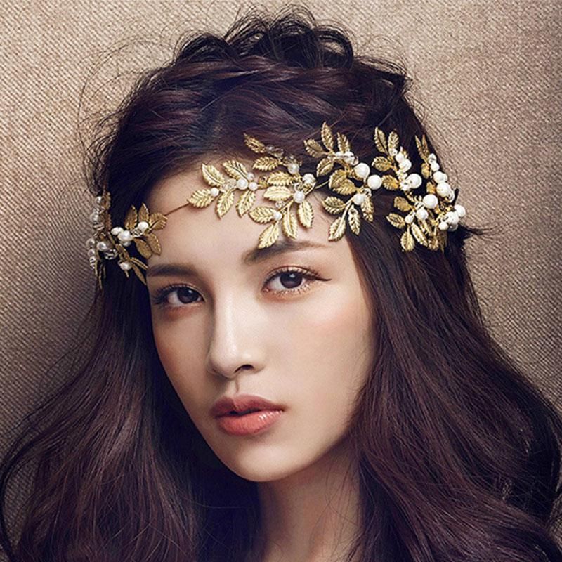 Fashion Crystal Headband tiara Bride Handmade Simulated Pearl Bride Wedding Pip
