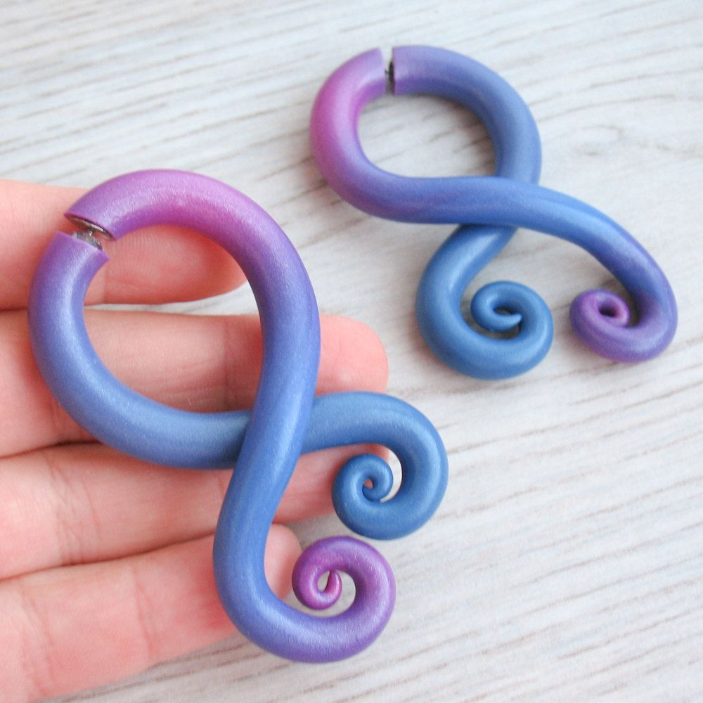 Black White Spiral Gauges Cruella Deville Earrings Tentacle Etsy Fake Gauge Earrings Fake Plugs Earrings Kawaii Earrings