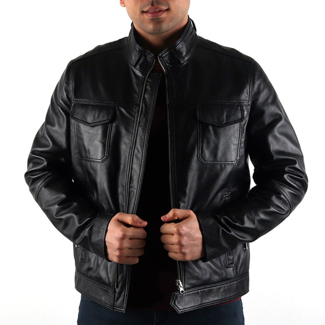 Foz 1317 Siyah Erkek Deri Mont Fashion Leather Jacket Jackets